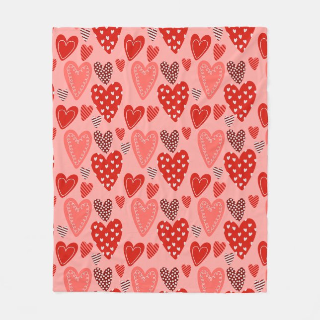 Cute Whimsical Hearts  Fleecedecke (Vorderseite)