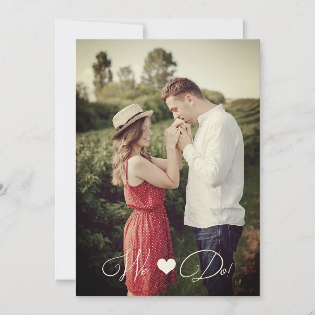 Cute Whimsical Typography Custom Photo Couple Einladung (Vorderseite)