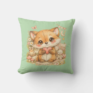 Cute Whimsical Watercolor Animal  Kissen