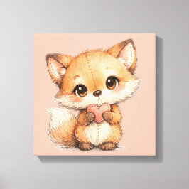 Cute Whimsical Watercolor Animal Leinwanddruck