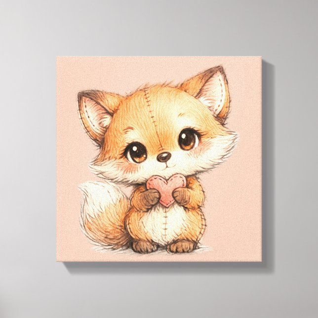 Cute Whimsical Watercolor Animal  Leinwanddruck (Vorderseite)