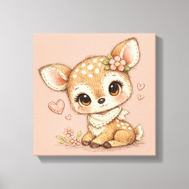 Cute Whimsical Watercolor Animal Leinwanddruck