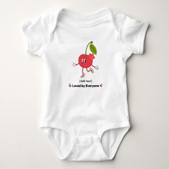 Cute Whistling Cherry Character - Loved by Everyon Baby Strampler (Vorderseite)