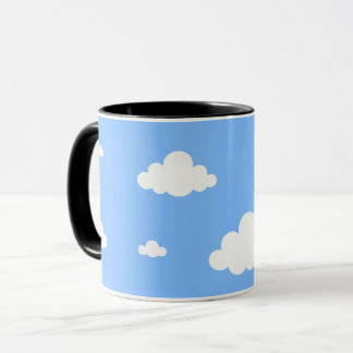 Cute white clouds seamless pattern sky blue coffee tasse