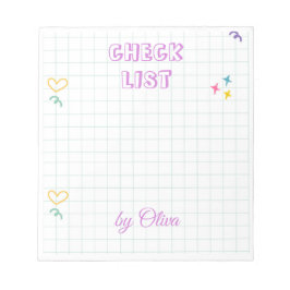Cute White & Colorful Gingham Pattern Notizblock