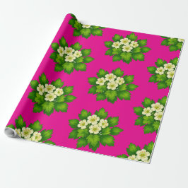 Cute white flowers and green leaves Wrapping Paper Geschenkpapier