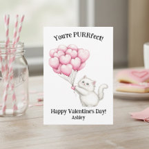 Cute White Kitten You're PURRfect Kids Valentines
