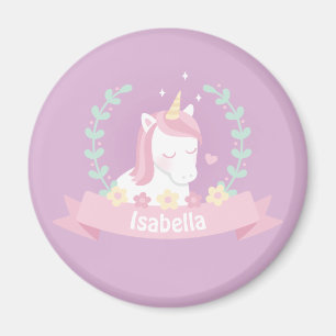 Cute White Magical Unicorn Fleurs Filles Magnets