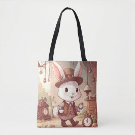 Cute White Rabbit Wonderland Whimsical Timekeeper Tasche