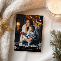 Cute White Script Foto von Snowflake Christmas