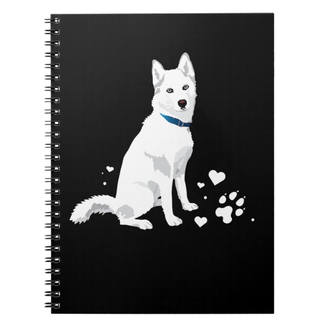 Cute White Siberian Husky - Sweet White Snow Dog Notizblock (Vorderseite)