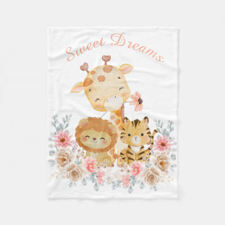 Cute Wild Animal Printed Blanket Fleecedecke