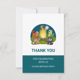 Cute Wild Animals Jungle Camping Birthday Party Dankeskarte