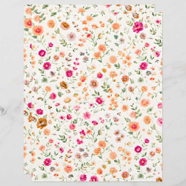 Cute Wild flower Patterned Scrapbook Paper (Vorne/Hinten)