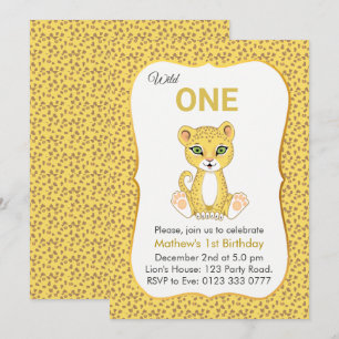 Cute Wild One Leopard 1er Anniversaire Invitation