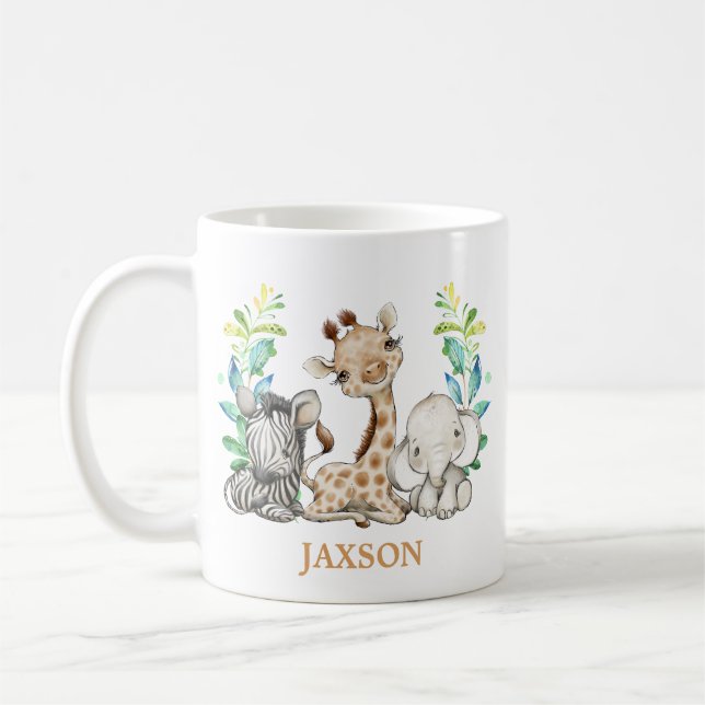 Cute Wild One Safari Animal Birthday Coffee Mug (Gauche)