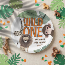 Cute Wild One Safari Animals First Birthday Party Pappteller