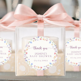 Cute Wildflower Baby Shower Thank You Favor Runder Aufkleber