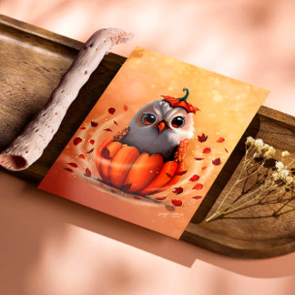 Cute Wildlife Of An Owl's Echo: Autumn's Guardian  Fotodruck