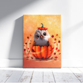 Cute Wildlife Of An Owl's Echo: Autumn's Guardian Leinwanddruck