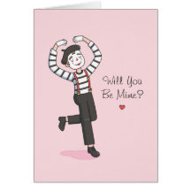 Cute Will You Be Mime Funny Valentines Day