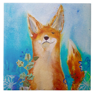 Cute Winking Fox Ceramic Tile Fliese