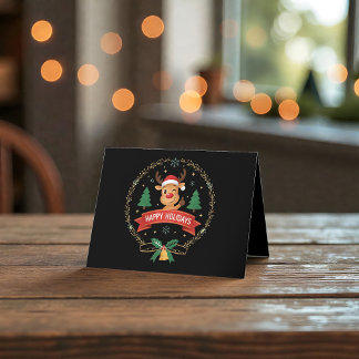 Cute Winking Reindeer Happy Holidays Christmas Car Dankeskarte