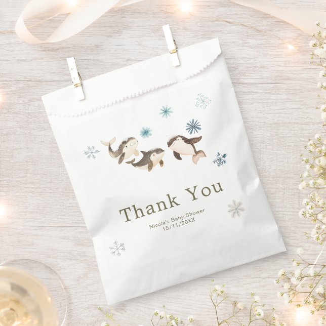 Cute Winter Arctic Whale Baby Shower Geschenktütchen (Ausgeschnitten)