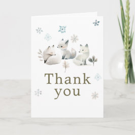 Cute Winter Arctic Wolf Birthday Party Dankeskarte