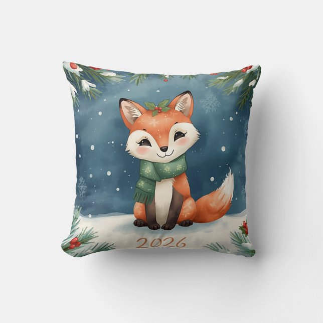 cute winter holiday happy new year 2026 kissen (Vorderseite)
