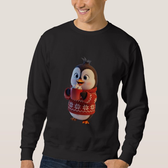 Cute Winter Penguin with Whipped Cream Cocoa Sweatshirt (Vorderseite)