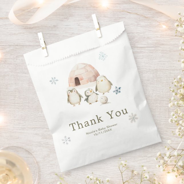 Cute Winter Penguins Baby Shower Geschenktütchen (Ausgeschnitten)