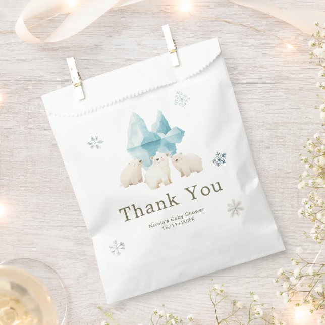 Cute Winter Polar Bears Baby Shower Geschenktütchen (Ausgeschnitten)