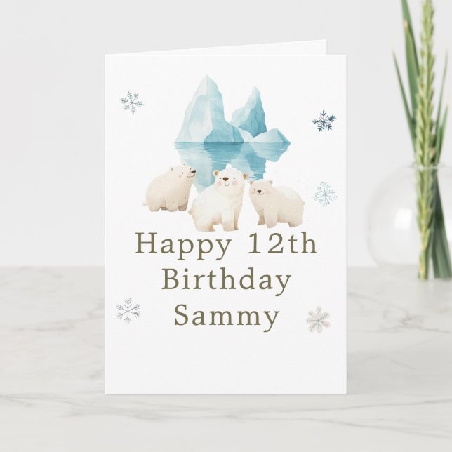Cute Winter Polar Bears Birthday Party Karte (Vorderseite)