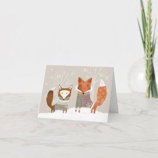 Cute Winter Wonderland Fox Holiday Greeting Card Dankeskarte