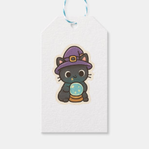 Cute Witch Cat with Crystal Ball Kawaii Geschenkanhänger