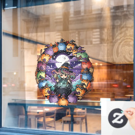 Cute Witch Creating Magical Moments With Toads Fensteraufkleber