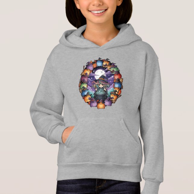 Cute Witch Creating Magical Moments With Toads Hoodie (Vorderseite)