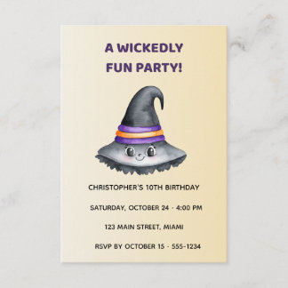 Cute Witch Hat Halloween Birthday Reception Card Begleitkarte