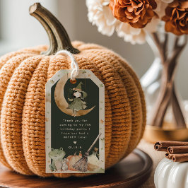 Cute Witch Kids Halloween Birthday Favor Geschenkanhänger