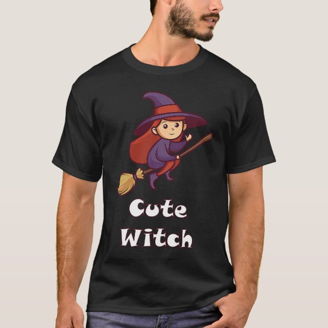 Cute Witch Matching Group Halloween Costume T-Shirt (Vorderseite)