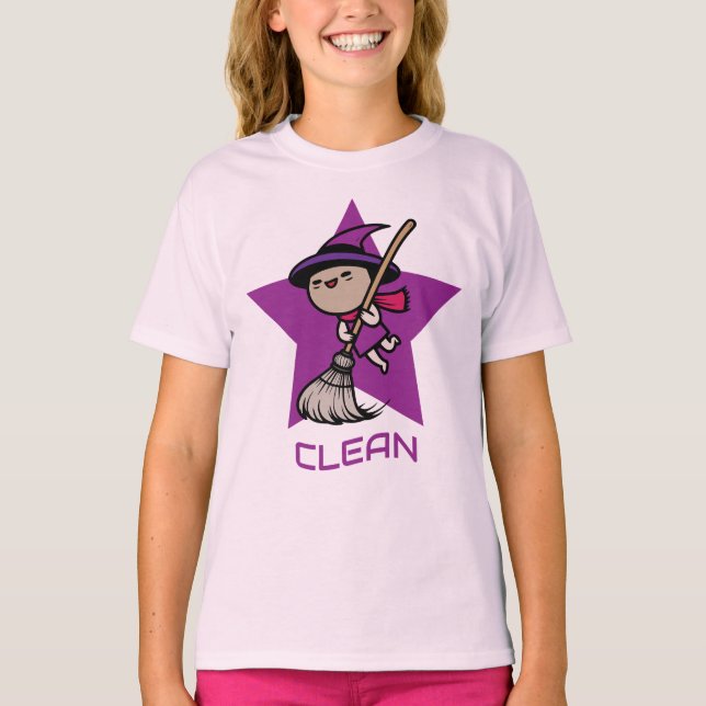 cute witch riding broomstick T-Shirt (Vorderseite)