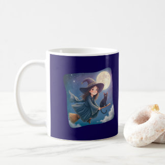 Cute Witch With Cat Mug