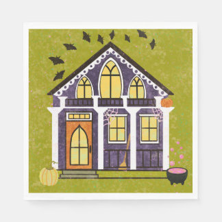 Cute Witchy Haunted Halloween Cottage  Serviette