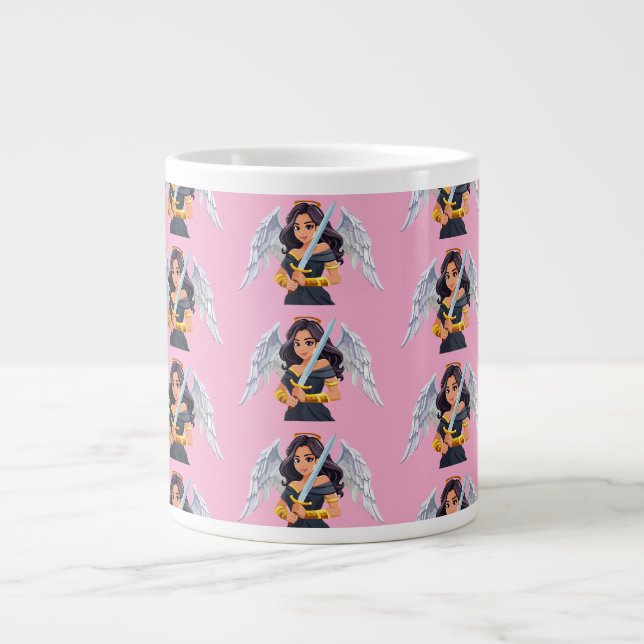 Cute woman Angel's with open wings and sword Jumbo-Tasse (Vorderseite)