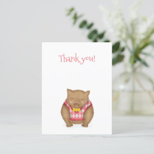 Cute wombat merci carte postale