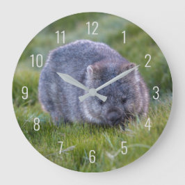 Cute Wombat Wildlife Animal Australia Green Große Wanduhr