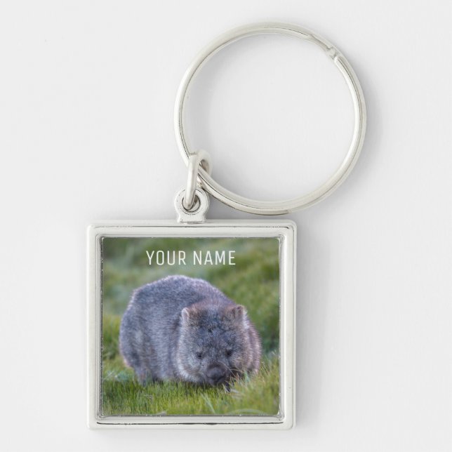 Cute Wombat Wildlife Animal Australia Green Schlüsselanhänger (Vorne)