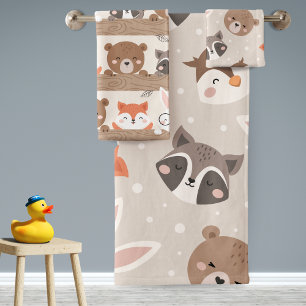 Cute Woodland Animal Enfants Salle de bain Motif