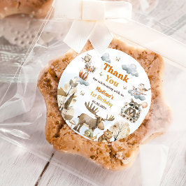 Cute Woodland Animals 1st Birthday Party  Classic Runder Aufkleber